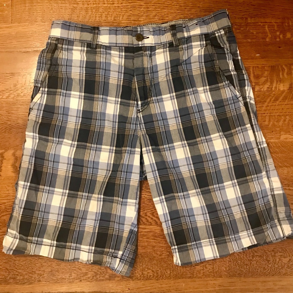Blue/Gray Plaid Shorts